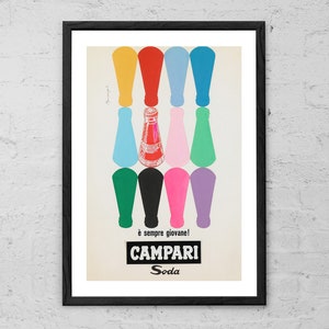 Campari Soda é sempre giovane! - Marangolo - Impressão artística - Arte de parede de comida e bebida - Campari Soda Vintage Art - Poster retro de publicidade de álcool