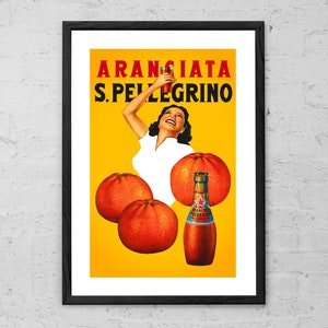 Aranciata San Pellegrino - Art Print - Italy Vintage Food & Drink Poster - Gift Idea - Mid Century Modern Wall Art Decor Retro 70s Poster