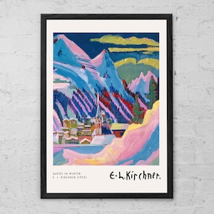Davos in Winter - Ernst Ludwig Kirchner - Art Print - Home Office Wall Decor - Expressionism - Modern Art Poster - Landscape Nature Wall Art