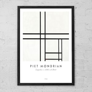 Composition in White and Black - Piet Mondrian - Art Print - Home Wall Decor - Abstract Painting Poster - Bauhaus Poster - Modern Art Gifts