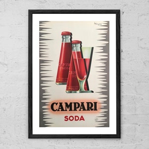 Refrigerante Campari - Giovanni Mingozzi - Impressão artística - Arte de parede para comida e bebida - Arte vintage para Refrigerante Campari - Cartaz de propaganda retrô de bebidas alcoólicas - Ideia para presente