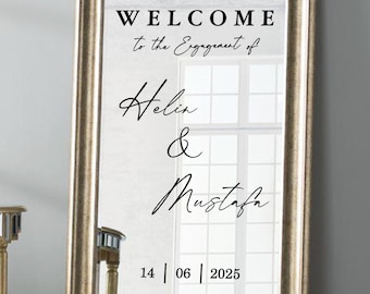 Spiegel Aufkleber willkommensschild, namen sticker, Welcome schriftzug, Hochzeit empfangstafel, Wedding Sticker,  individuell, Bismilllah