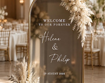 Personalized Wedding Mirror Sticker | Hochzeit Spiegel Beschriftung | Vinyl Schriftzug | Verlobung Deko | Welcome Sign Wedding  | Bismillah