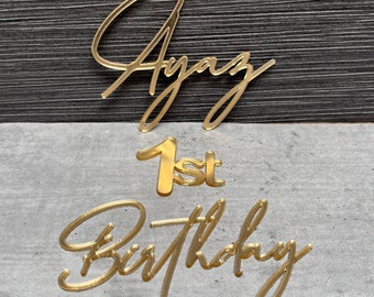 first birthday cake topper, name + 1th birthday, erste geburstag caketopper, 1. yas dogumgünü, 1. Geburtstag - individuell