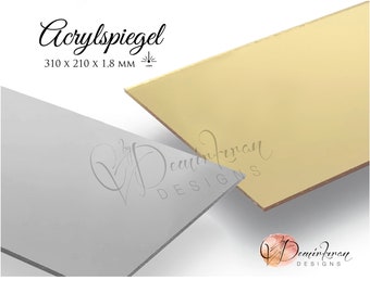 Gold Silber Acrylspiegel, Einseitige Farbspiegel Kunststoff Plastik Plexiglas Material für Laser Fräse Acrylic Mirror Gewünschte Maße