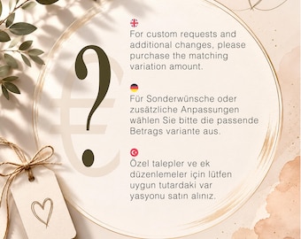 Custom Request Add-On |  Special Order Upgrade I Sonderwunsch Zusatzbetrag | Individuelle Anpassung | Extra Service