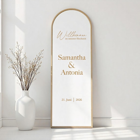 Personalisierter Hochzeit Spiegel Aufkleber | Vinyl Schriftzug Hochzeit | Verlobungsdeko | Willkommen Hochzeit Schild | Bismillah optional