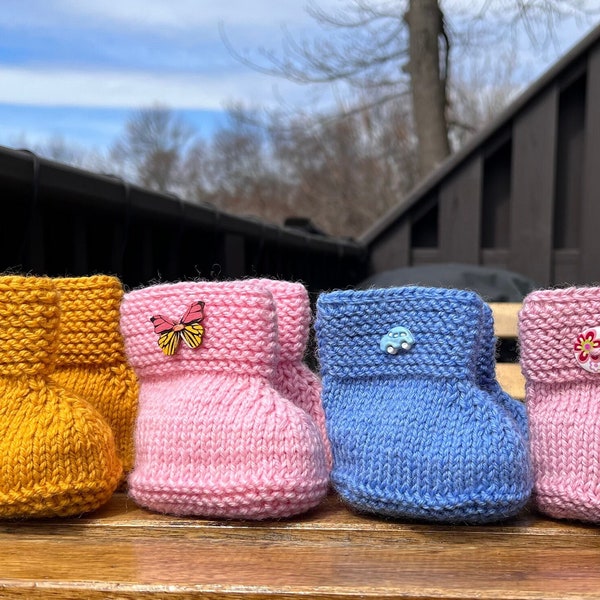 Handmade Knitted Baby Girl/Boy Booties, Colorful Newborn Shoes for 0 to 10 Month Old Babies