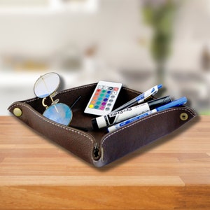 Hand Crafted Leather Office Desk Organizer, Catch All Tray, Custom Storage Tray, Valet Tray, Decorative Desk Tray, Vanity Tray