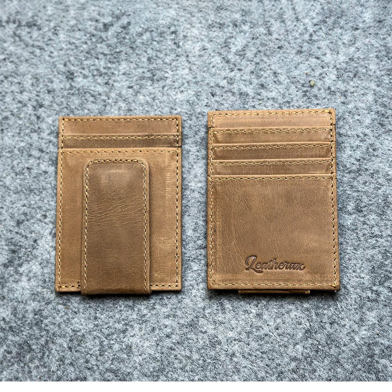 Personalized Leather Money Clip Wallet by Leatherax Etsy