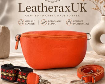 Leather Fanny Bag for Women, Genuine Leather Belt Bag, Crossbody Waist Bag, Leather Bum Bag with Detachable Strap, Gift for Her