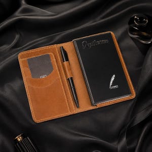 Genuine Leather Pocket Notebook Cover, Refillable 3.5 x 5.5 Journal Holder with Pen Loop, Field Notes Cahier Travel Journal