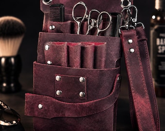 Handmade Genuine Leather Barber Holster | Hair Stylist Tool Pouch, Scissor Shear Holder, Salon Gift