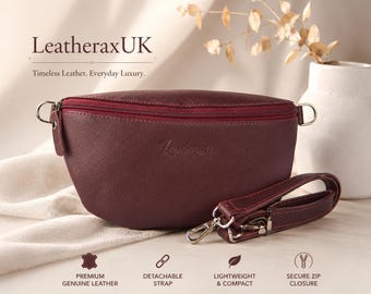 Leather Fanny Bag for Women, Genuine Leather Belt Bag, Crossbody Waist Bag, Leather Bum Bag with Detachable Strap, Gift for Her