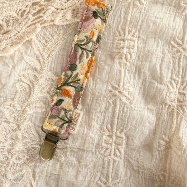 Handmade Pacifier Cord/ Pacifier Clip PRIMROSE YELLOW LIGHT