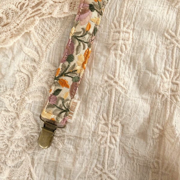 Handmade Pacifier Cord/ Pacifier Clip PRIMROSE YELLOW LIGHT