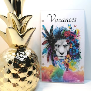Enveloppe  budgets personnalisable, tracker au dos pour classeur A6 " lion "
