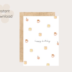 bear birthday card, bear cup greeting card, happy birthday card