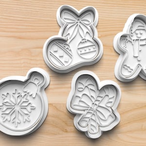 Christmas Cookie Cutter Set – Holiday Ornament, Gingerbread, Bow & Bauble Cookie Stamps for Festive Baking, Fondant or Icing Use
