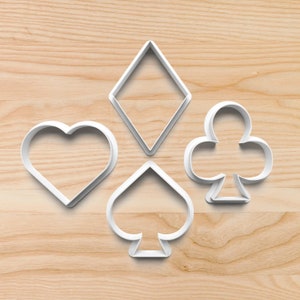 Card Suit Cookie Cutter Set – Spade Heart Diamond and Club Shapes for Casino Night Baking Poker Party Treats or Vegas Gift Crafts