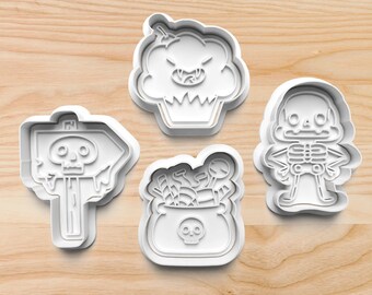 Halloween Cookie Cutter Set: Spooky Skeleton, Candy Pot, Cupcake