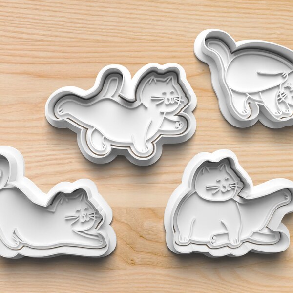 Yoga Cats Cookie Cutters || Kitten Cookie Cutters || Yoga Poses Cookie Cutters || Stretching Cats Cookie Cutters || Cute Cats Cookie Cutters