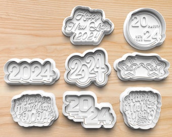 New Year Cookie Cutters || 2024 Cookie Cutters || Happy New Year Cookie Cutters || New Years Eve Cookie Cutters || Happy New Year 2024 Stamp