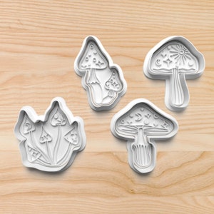 Magic Mushroom Cookie Cutters with Stamps: Whimsical Biscuit Fondant Embosser