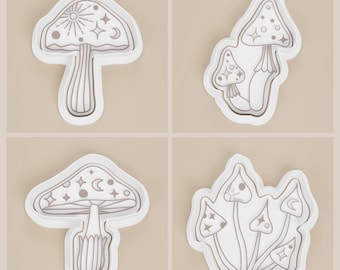 Mushroom Cookie Cutter and Stamp Set | Whimsical Fungi, Nature, Woodland, Cottagecore Shapes