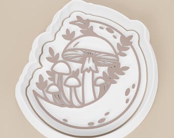 Mushroom Moon Cookie Cutter, Cottagecore Forest Baking Tool, Nature Inspired Clay Craft