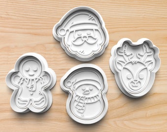 Christmas Characters Cookie Cutters || Santa Claus Cookie Cutter || Snowman Cookie Cutter || Reindeer Cookie Cutter || Gingerbread Stamp