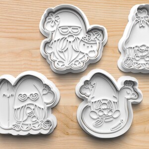 Gnomes Cookie Cutter and Stamps || 3d Printed Cookie Cutter || Biscuit Stamp || Cookie Embosser || Garden Gnomes || Holiday Gnome