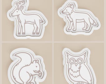 Forest Animal Cookie Cutters: Fox, Owl, Squirrel