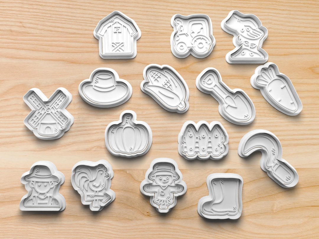 Farming Cookie Cutters and Stamps Tractor Cookie Cutter Farmer Cookie