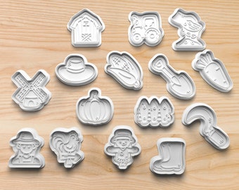 Farming Cookie Cutters and Stamps || Tractor Cookie Cutter || Farmer Cookie Cutter || Barn Cookie Cutter || Corn Cookie Cutter || Farm Gifts