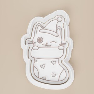Christmas Stocking Kitties Cookie Cutter #2 - Hearts