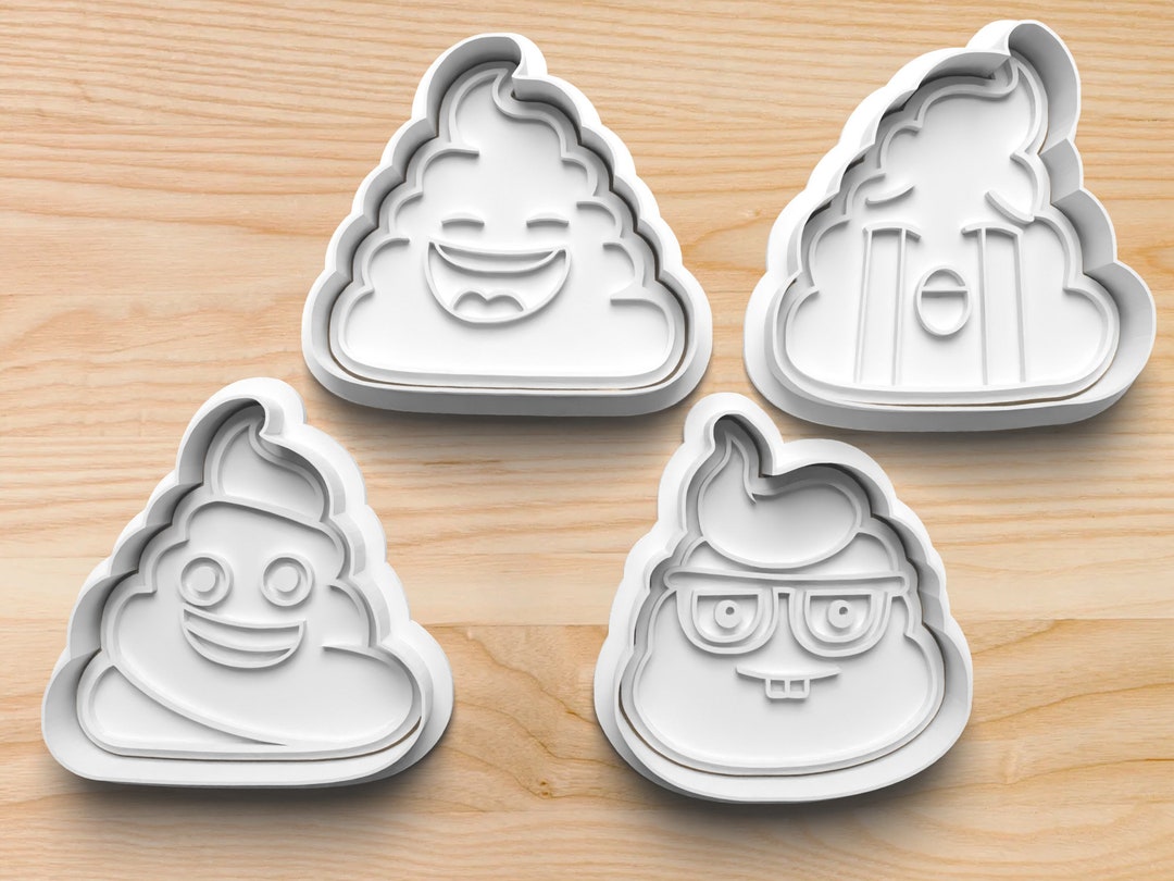 Poop Emoji Cookie Cutters & Stamp Set Biscuit Cutter Fondant Cutter Polymer Clay Cutter Embosser