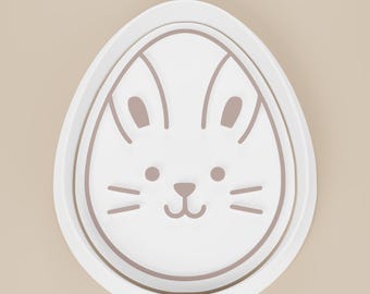 Bunny Face Easter Egg Cookie Cutter, Spring Baking Tool, PLA Plastic