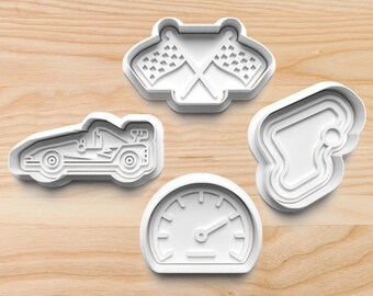 Racing Cookie Cutters: Car, Flags, Speedometer, Racetrack