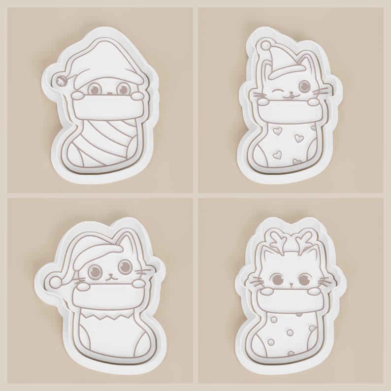 Christmas Stocking Kitties Cookie Cutter Full Set