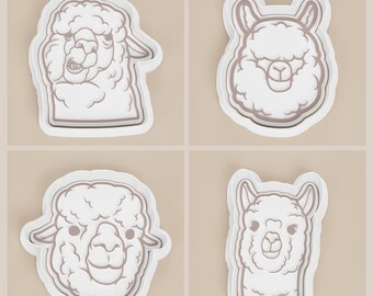 Alpaca Cookie Cutter and Stamp Set | Farm Animal Clay Tools