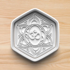 Om Cookie Cutter with Mandala Design – Yoga Cookie Stamp for Spiritual Baking – Hexagon Mindfulness Mold