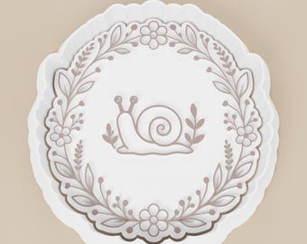 Snail Cookie Cutter | Floral Border Garden Snail | Cottagecore Baking Supplies