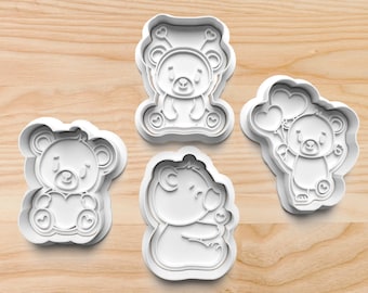 Sweet Valentine Teddy Bears Cookie Cutter & Stamp Set