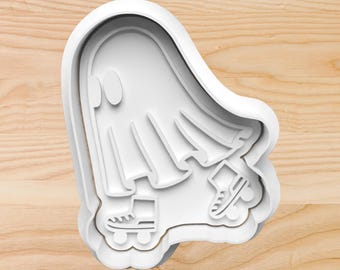 Rollerskating Ghost Cookie Cutter & Stamp: Halloween Baking, Clay Crafts