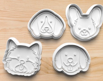 Cute Puppy Dogs Cookie Cutter || 3d Printed Cookie Cutter || Cookie Stamp || Biscuit || Boston Terrier || Hound Dog || Beagle || Embosser