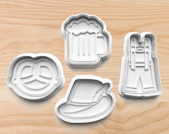 Oktoberfest Cookie Cutters: German Beer, Pretzel, Lederhosen