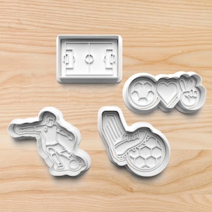 Soccer Cookie Cutter Set – Sports Cookie Cutters for Boys, Soccer Ball and Cleat Cutters, Field and Player Cookie Molds, Team Party Baking