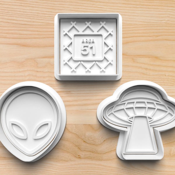 Alien Cookie Cutters || Area 51 Cookie Cutter || UFO Cookie Cutter || Alien Invasion Cookie Cutters || Alien Abduction Cookie Cutter