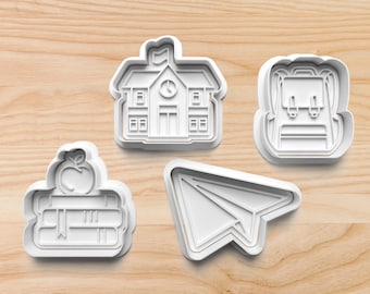 Back to School Cookie Cutter Set: Schoolhouse, Apple, Backpack (Set of 4)